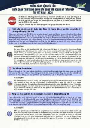 ENV ĐỀ XUẤT 10 HÀNH ĐỘNG ƯU TIÊN NHẰM NGĂN CHẶN TÌNH TRẠNG BUÔN BÁN ĐỘNG VẬT HOANG DÃ TRÁI PHÉP TẠI VIỆT NAM NĂM 2026